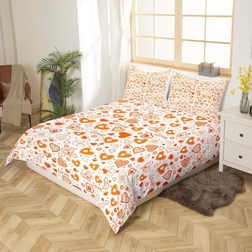 Feelyou Valentines Day Duvet Cover Set Cute Heart Design 3Pcs 1