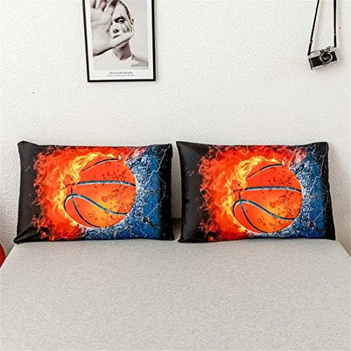 3D Sports Fire Basketball Duvet Set for Teen Boys