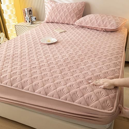 Pink Milk Velvet Mattress Protector 90x200cm Twin