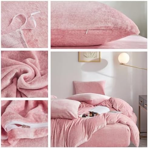 Fluffy Velvet Duvet Cover Set Blush Pink Twin Size