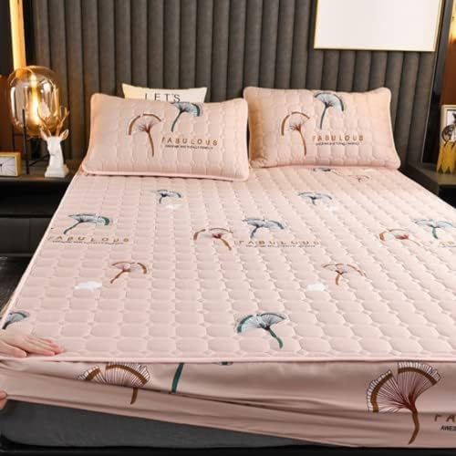 FCLDESHOP Mattress Protector Fitted Sheet 180x220cm Beige