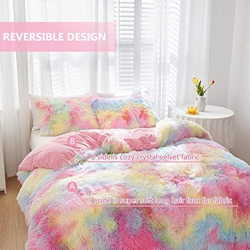 SUCSES Pink Fluffy Duvet Cover Set for Girls 1