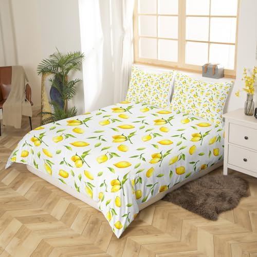Feelyou Lemon Print Duvet Cover Set Twin Size