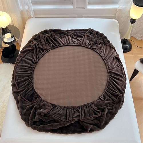 Velvet Flannel Checkered Mattress Protector 6-18 Deep Pocket Coffee King