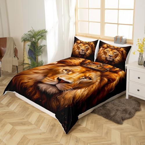Feelyou King Lion Duvet Cover Set for Kids