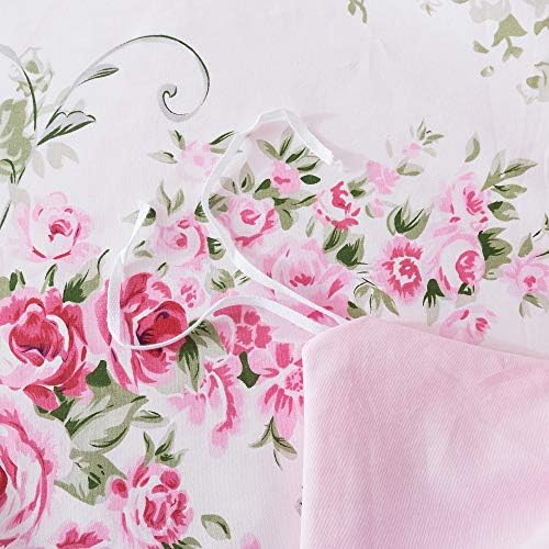 FADFAY Sweet Pink Floral Duvet Cover Set 5Pcs Twin XL