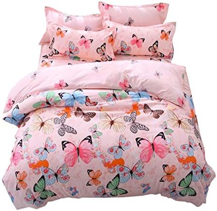 Feelyou Pink Butterfly Duvet Cover Set 3 Piece Zipper