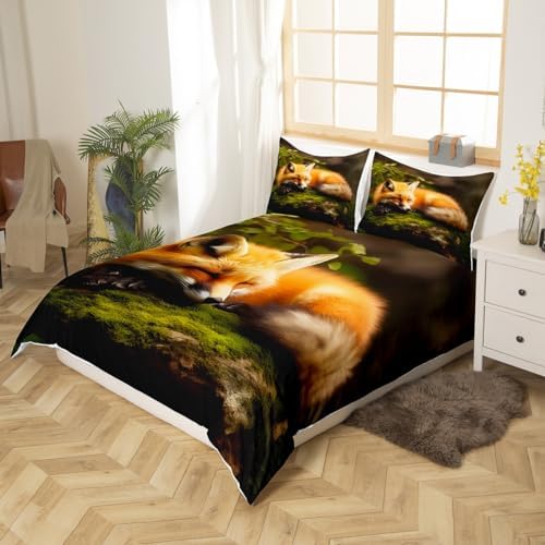 Feelyou 3D Fox Print Duvet Cover Set Twin Size