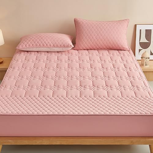 Pink Mattress Protector Pad with Elastic Band and Deep Pocket