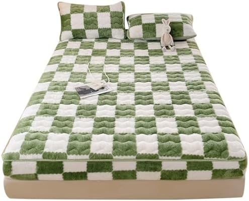 Velvet Mattress Protector Queen 150x200cm Non-Slip Warm Fitted Sheet