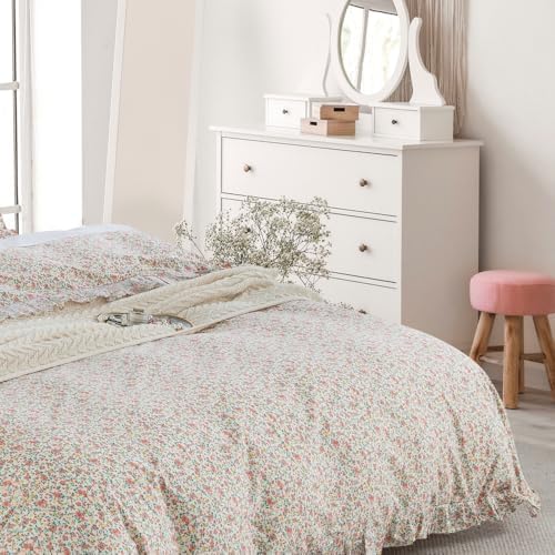 DAUAOTO Twin Duvet Cover Set 68x86 Pink Floral 100 Cotton