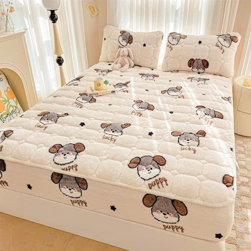 Warm Milk Velvet Mattress Cover Queen Size