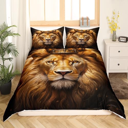 Feelyou King Lion Duvet Cover Set for Kids