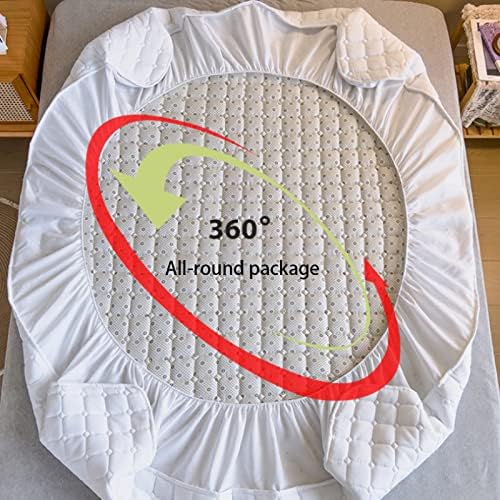 FCLDESHOP Fitted Bottom Sheet Quilted Polyester Mattress Pad Cover 150x200cm Pink