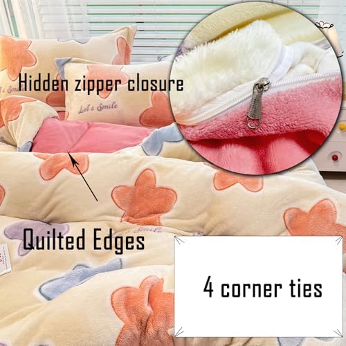 MorroMorn Pink Duvet Cover Queen Set with Twinkle Stars Pattern
