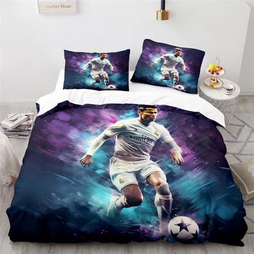 ADTEMP Soccer Bedding Set 3 Piece Kids Duvet Cover Pillowcases 1