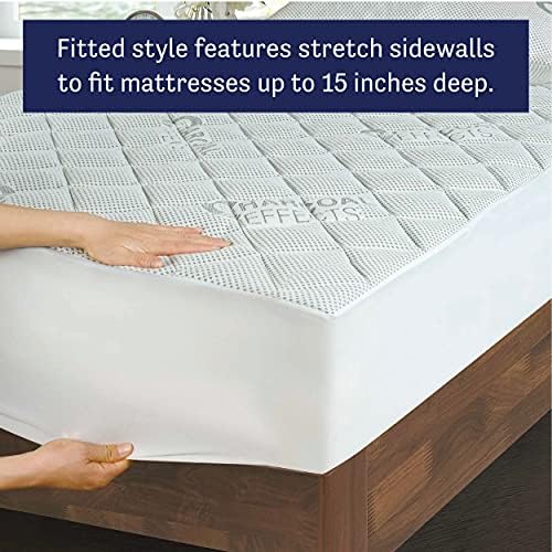 Water-Resistant Charcoal Mattress Pad Queen Size White