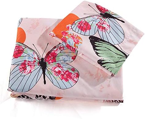 Feelyou Pink Butterfly Duvet Cover Set 3 Piece Zipper