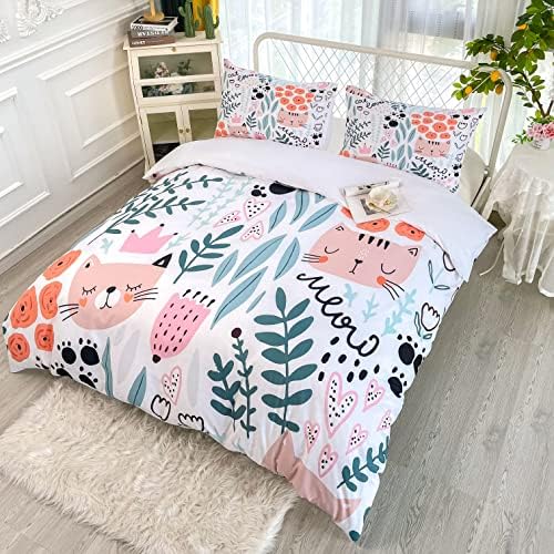 Sunature Cartoon Cat Duvet Cover Set 3 Piece 1