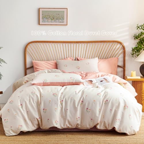 Pink Floral Duvet Cover Set with 2 Pillowcases