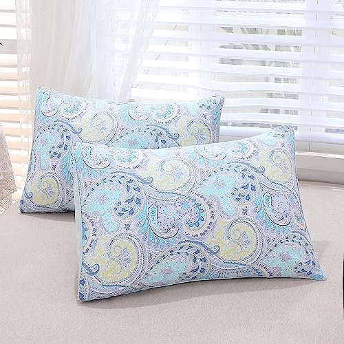 URBONUR Paisley Duvet Cover Set Twin 3Pcs Light Blue Reversible