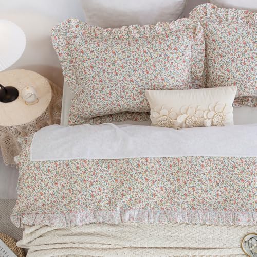 DAUAOTO Twin Duvet Cover Set 68x86 Pink Floral 100 Cotton