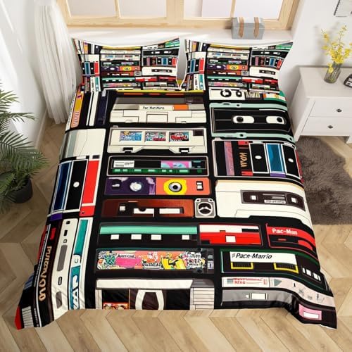 Feelyou Retro Cassette Duvet Cover Set Queen Size