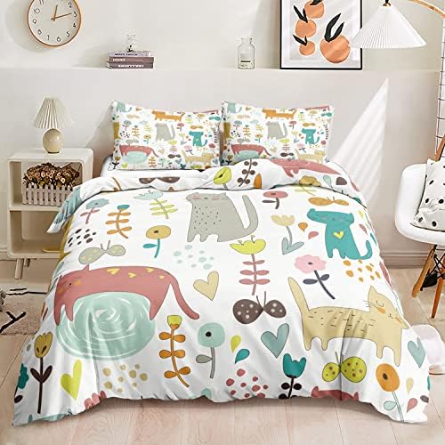 CVHOUSE Kawaii Cat Duvet Cover Set Twin Size