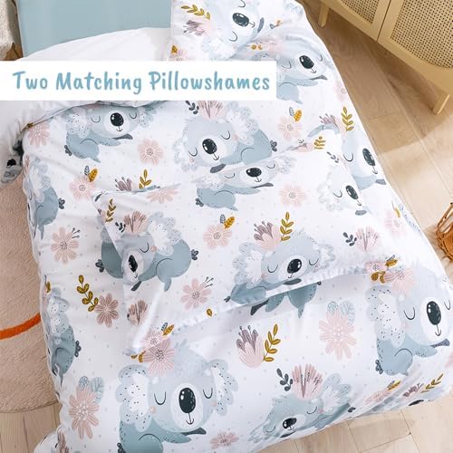 BESTDESIL Kids 3Pcs Duvet Cover Set with Zipper Koala Design
