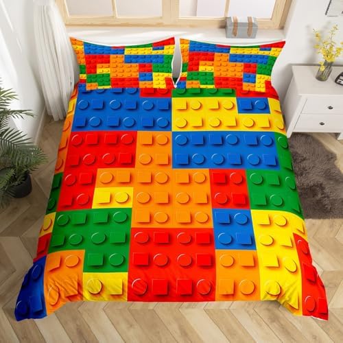 Erosebridal 3D Rainbow Blocks Duvet Cover Set Twin