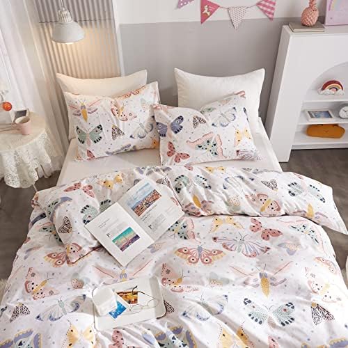 Ivellow Queen Duvet Cover Set 3Pcs 100 Cotton Butterfly Pattern