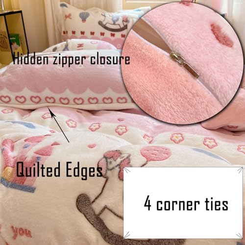 MorroMorn Pink Duvet Cover Set Queen Size