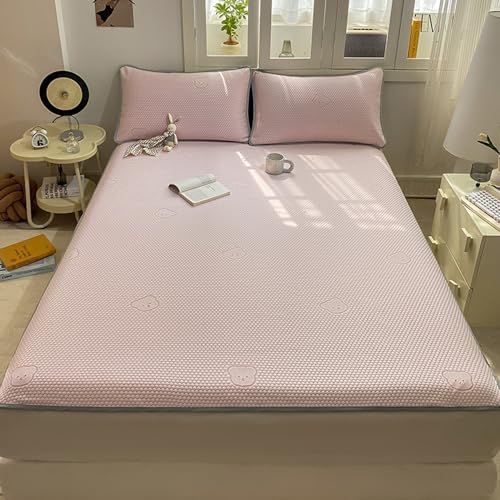 Pink Cooling Mattress Protector Pad 120x200cm 2pcs