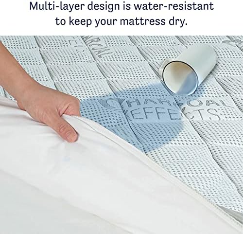 Water-Resistant Charcoal Mattress Pad Queen Size White