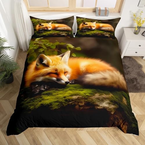 Feelyou 3D Fox Print Duvet Cover Set Twin Size