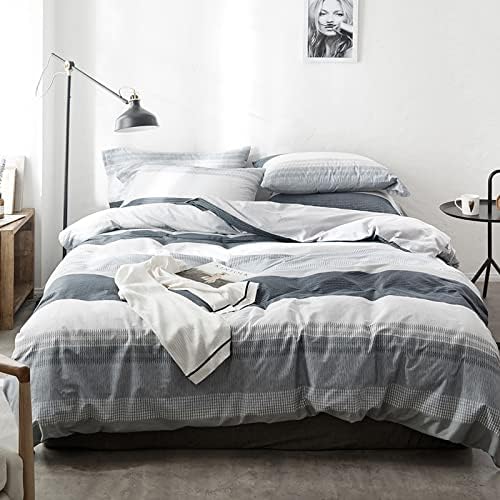 HighBuy Cotton Striped Duvet Cover Twin Set 3 Pieces