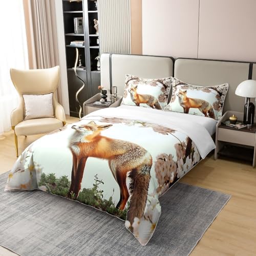 Feelyou Fox Duvet Cover Set Twin Size 100 Cotton 1