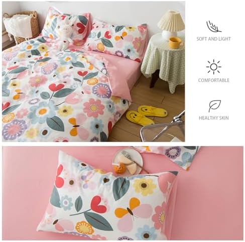 BHUSB Floral Duvet Cover Twin XL Set with Zipper Closure