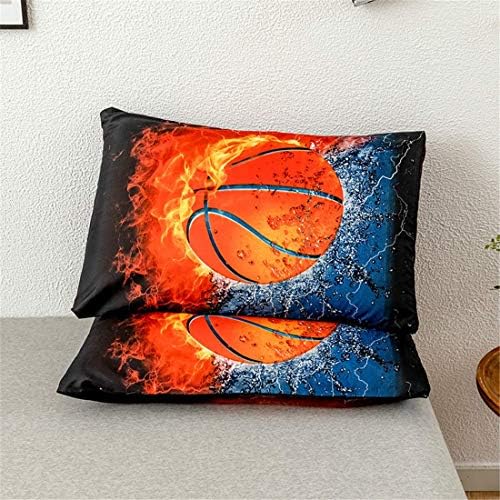 3D Sports Fire Basketball Duvet Set for Teen Boys