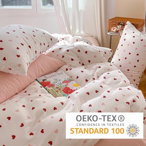 Bildenly Heart Duvet Cover Set Queen Size
