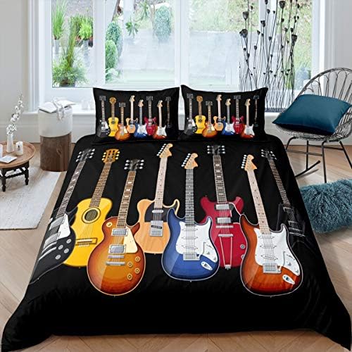Feelyou Rock Music Themed Duvet Cover Set for Kids and Adults