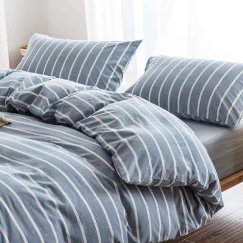 NSNLGSGC Twin Striped Duvet Cover Set Light Blue 1