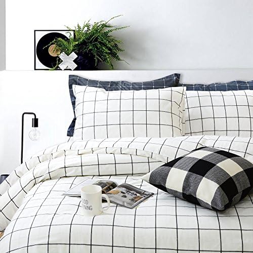 FADFAY Twin 3PCS Duvet Cover Set Cotton Lattice Check