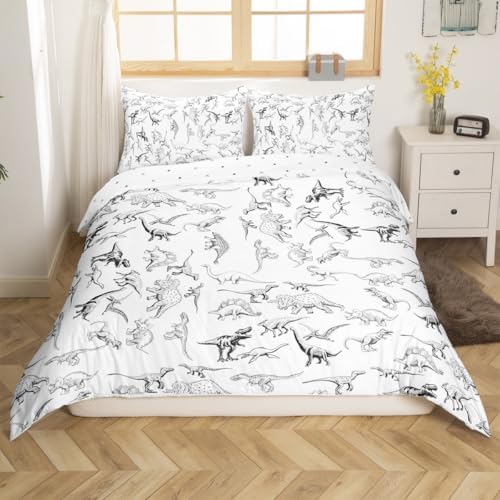 Feelyou Dinosaur Duvet Cover Set Twin Size 3D Print Bedding