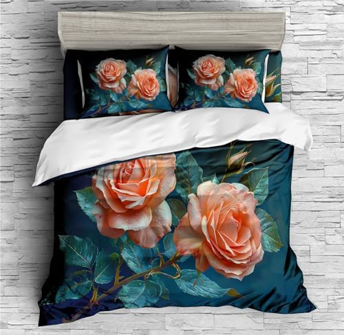 REALIN Blossom Rose Duvet Cover Set Kids 3PCS