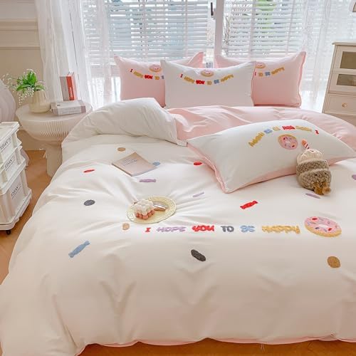 MorroMorn Chenille Embroidered Duvet Cover Set Queen Size