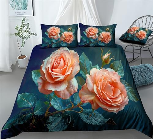 REALIN Blossom Rose Duvet Cover Set Kids 3PCS