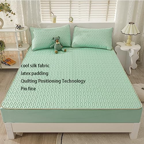 FCLDESHOP Breathable Mattress Pad Cover Dark Green 150 x 200cm