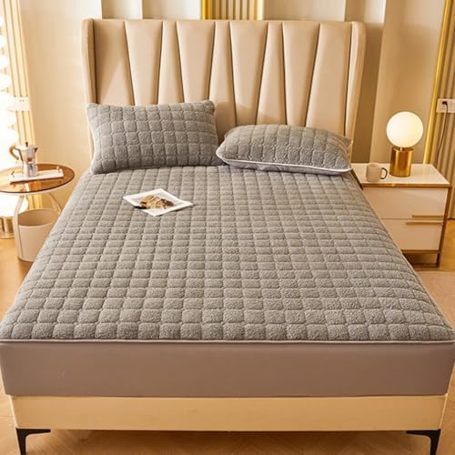 LDLCYCN Velvet Mattress Protector Queen Deep Pocket Warm Cover