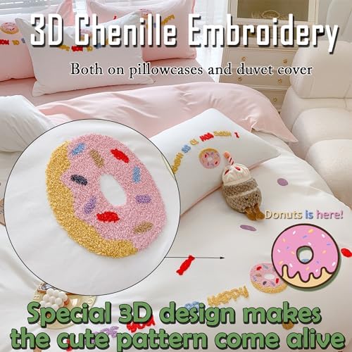 MorroMorn Chenille Embroidered Duvet Cover Set Queen Size